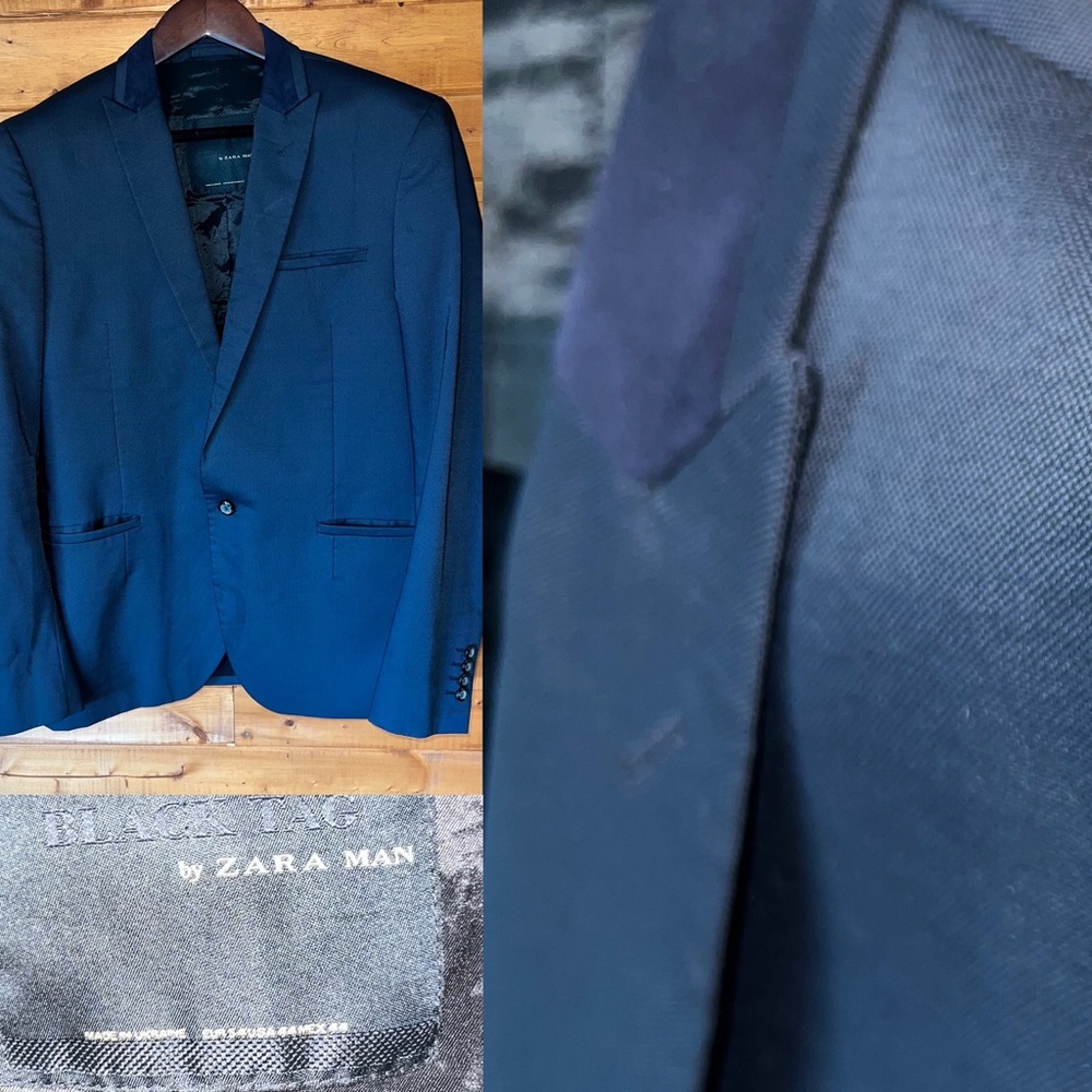Zara midnight navy tuxedo blazer 44R or xl